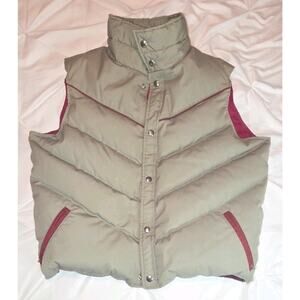 Vintage Woolrich Puffer Down Vest Jacket Beige Insulated Button-Up M/L